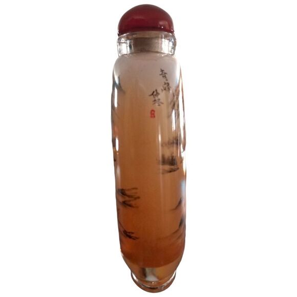⭐️ Chinese Artisan Created Inner Painted Glass Snuff Bottle with Box - Picture 4 of 13